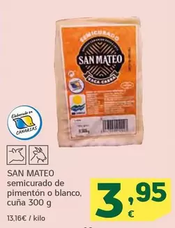 Oferta de San Mateo - Semicurado De Pimenton O Blanco por 3,95€ en HiperDino