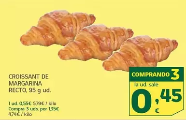 Oferta de Croissant De Margarina Recto por 0,55€ en HiperDino