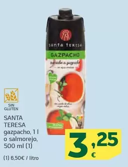 Oferta de Santa Teresa - Gazpacho/ 1L O Salmorejo 500 Ml por 3,25€ en HiperDino