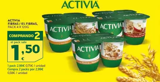 Oferta de Danone - Activia Fibras/0% Fibras por 2,99€ en HiperDino