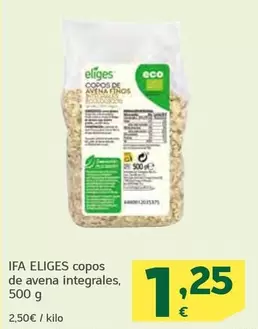 Oferta de Ifa Eliges - Copos De Avena Integrales por 1,25€ en HiperDino