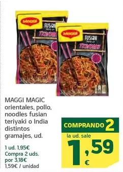 Oferta de Maggi - Magic Orientales, Pollo, Noodles Fusian Teriyaki O India Distintos Gramajes por 1,95€ en HiperDino