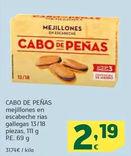 Oferta de Cabo de Peñas - Mejillones En Escabeche Rias Gallegas por 2,19€ en HiperDino