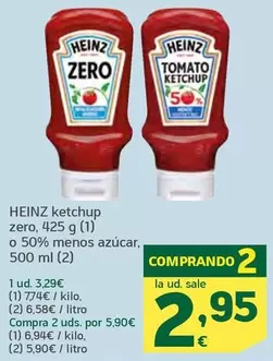 Oferta de Heinz - Ketchup Zero por 3,29€ en HiperDino