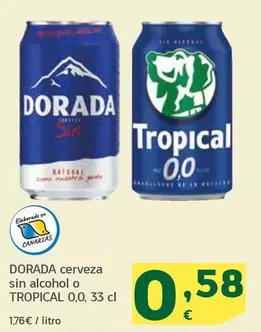 Oferta de Dorada - Cerveza Sin Alcohol O Tropical por 0,58€ en HiperDino