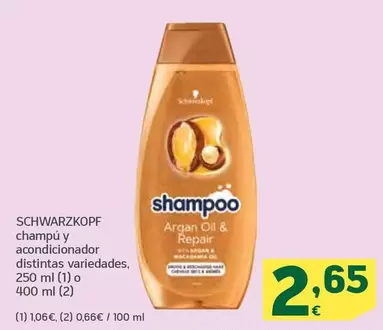 Oferta de Schwarzkopf - Champú Y Acondicionador  por 2,65€ en HiperDino