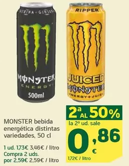 Oferta de Monster - Bebida Energética por 1,73€ en HiperDino