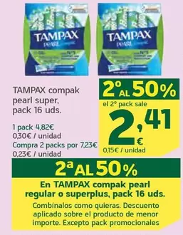 Oferta de Tampax - Compak Pearl Super por 4,82€ en HiperDino