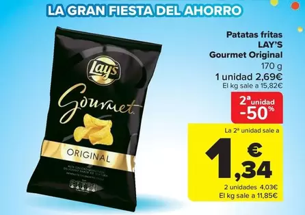 Oferta de Lay's - Patatas Fritas Gourmet Original por 2,69€ en Carrefour Market