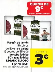Oferta de Legado ElPozo - Maletin De Jamon O Paleta De Cebo Iberico 50% Raza Iberica por 45€ en Carrefour Market