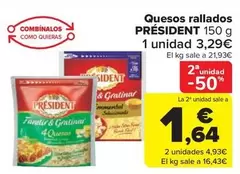 Oferta de Président - Quesos Rallados por 3,29€ en Carrefour Market