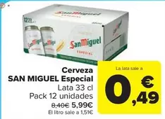 Oferta de San Miguel - Cerveza Especial por 0,49€ en Carrefour Market
