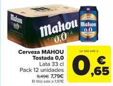 Oferta de Mahou - Cerveza Tostada 0.0 por 0,65€ en Carrefour Market