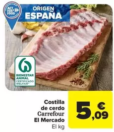 Oferta de Carrefour - Costilla De Cerdo El Mercado por 5,09€ en Carrefour Market