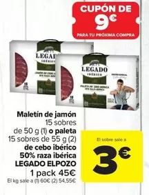 Oferta de Legado ElPozo - Maletin De Jamon O Paleta De Cebo Iberico 50% Raza Iberica por 45€ en Carrefour Market