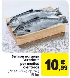 Oferta de Carrefour - Salmon Noruego Por Medios O Enteros por 10,99€ en Carrefour Market