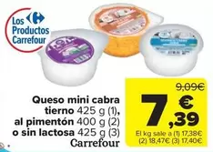 Oferta de Carrefour - Queso Mini Cabra Tierno Al Pimenton O Sin Lactosa por 7,39€ en Carrefour Market