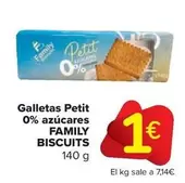 Oferta de Family Biscuits - Galletas Petit 0% Azucares por 1€ en Carrefour Market