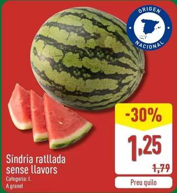 Oferta de  Síndria Ratllada Sense Llavors por 1,25€ en ALDI