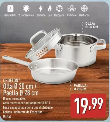 Oferta de Crofton - Olla 20 Cm/ Paella 28 Cm por 19,99€ en ALDI