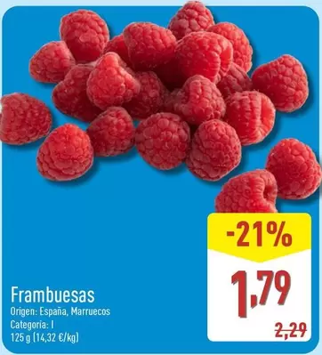 Oferta de Frambuesas por 1,79€ en ALDI