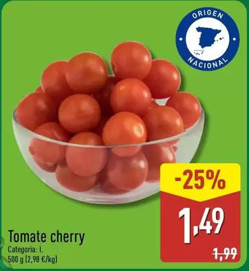 Oferta de Tomate Cherry por 1,49€ en ALDI