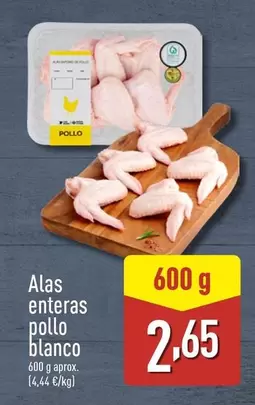 Oferta de Alas Enteras Pollo Blanco por 2,65€ en ALDI