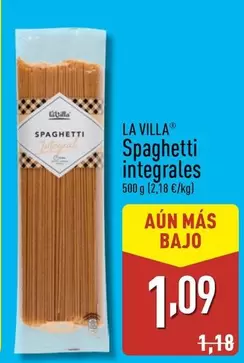 Oferta de La Villa - Spaghetti Integrales por 1,09€ en ALDI