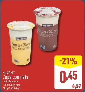 Oferta de Milsani - Copa Con Nata por 0,45€ en ALDI