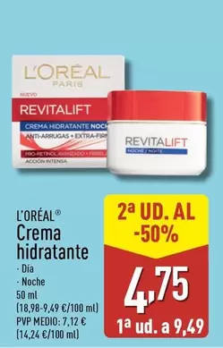 Oferta de L'Oréal - Crema Hidratante por 9,49€ en ALDI