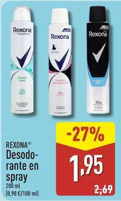 Oferta de Rexona - Desodo-Rante En Spray por 1,95€ en ALDI