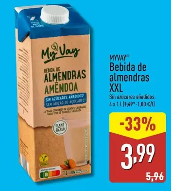 Oferta de Myvay - Bebida De Almendras XXL por 3,99€ en ALDI