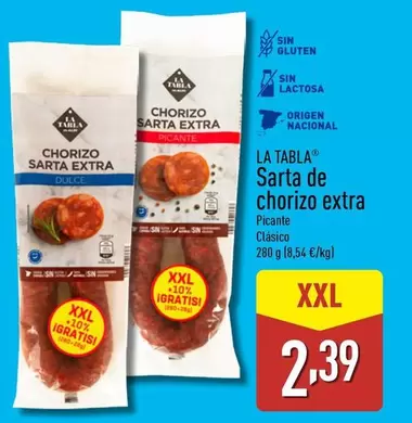 Oferta de La Tabla - Sarta De Chorizo Extra por 2,39€ en ALDI
