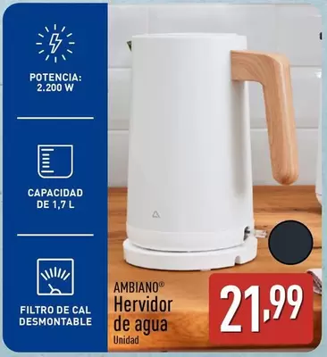 Oferta de Ambiano - Hervidor De Agua por 21,99€ en ALDI