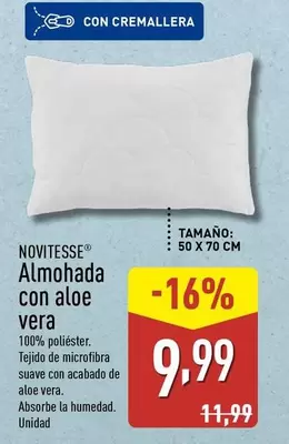 Oferta de Novitesse - Almohada Con Aloe Vera por 9,99€ en ALDI