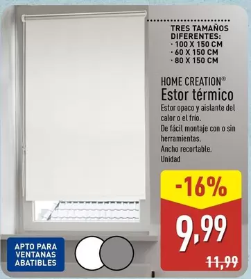Oferta de Home Creation - Estor Térmico por 9,99€ en ALDI