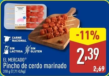 Oferta de El Mercado - Pincho De Cerdo Marinado por 2,39€ en ALDI