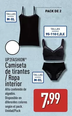 Oferta de Up2fashion - Camiseta De Tirantes / Ropa Interior por 7,99€ en ALDI