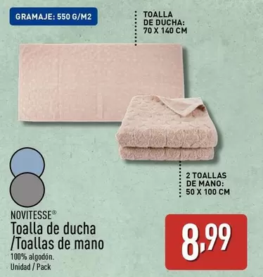 Oferta de Novitesse - Toalla De Ducha /Toallas De Mano por 8,99€ en ALDI