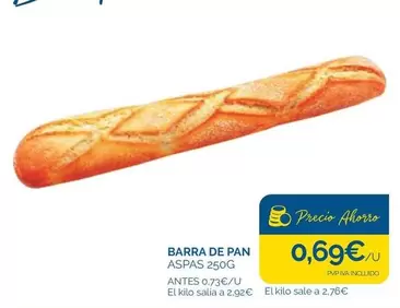 Oferta de Barra De Pan por 0,69€ en Cash Ecofamilia