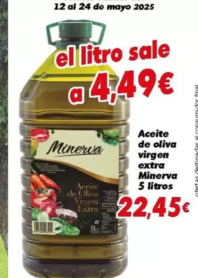 Oferta de Minerva - Aceite De Oliva Virgen Extra por 22,45€ en Supermercados Piedra