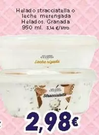 Oferta de Helado O Stracciatella O Leche Merendada Helados. por 2,98€ en Supermercados Piedra