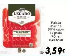 Oferta de Legado - Paleta Iberica 50% Cebo por 3,59€ en Supermercados Piedra