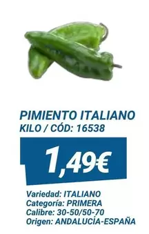 Oferta de Origen - Pimiento Italiano por 1,49€ en Dialsur Cash & Carry