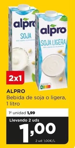 Oferta de Alpro - Bebida De Soja O Ligera por 1,99€ en Alimerka