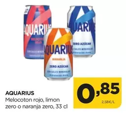 Oferta de Aquarius - Melocoton Rojo, Limon Zero O Naranja Zero por 0,85€ en Alimerka