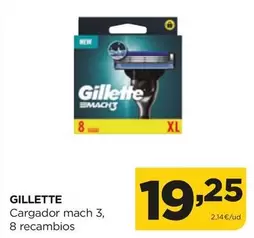 Oferta de Gillette - Cargador Mach 3, 8 Recambios por 19,25€ en Alimerka