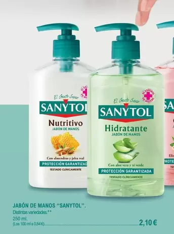 Oferta de Sanytol - Jabon De Manos por 2,1€ en E.Leclerc