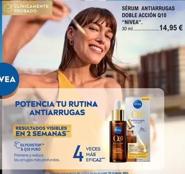 Oferta de Nivea - Sérum Antiarrugas Doble Acción Q10 por 14,95€ en E.Leclerc