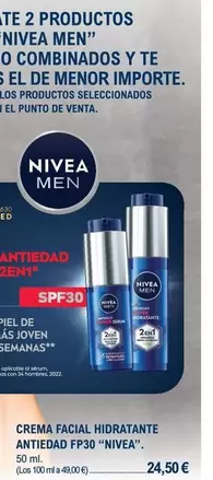 Oferta de Nivea - Crema Facial Hidratante Antiedad Fp30 por 24,5€ en E.Leclerc